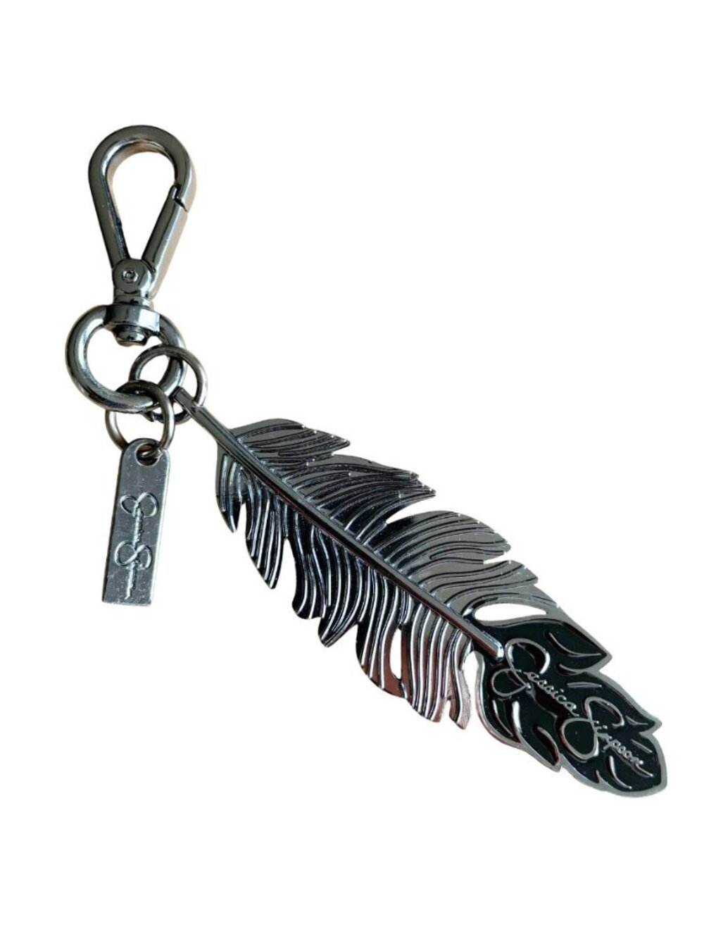 Jessica Simpson Solid Feather Pewter Color Bag Purse Charm